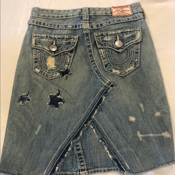 TRUE RELIGION rare patchwork denim skirt - 00s vintage - Picture 7 of 7